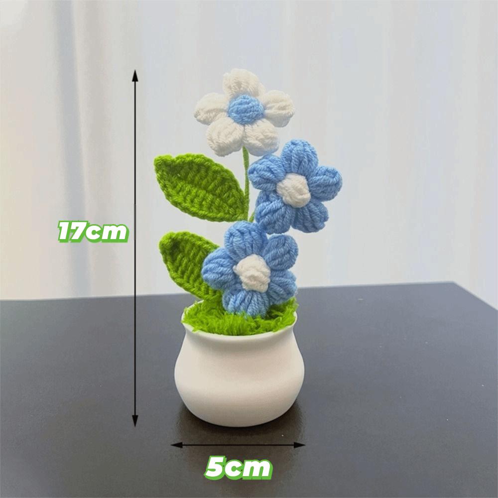 Handwoven Crochet Flower Potted DIY Artificial Flowers Pot  Birthday Gifts