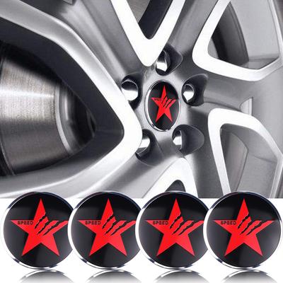 4PCS Pentagram SPEED Sign Badge Car Wheel Center Cover Hub Caps Stickers