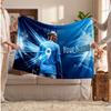 Erling Haaland Personalized Fleece Blanket With Football Logo, Custom Name Text Soft Warm Home Throw Blanket