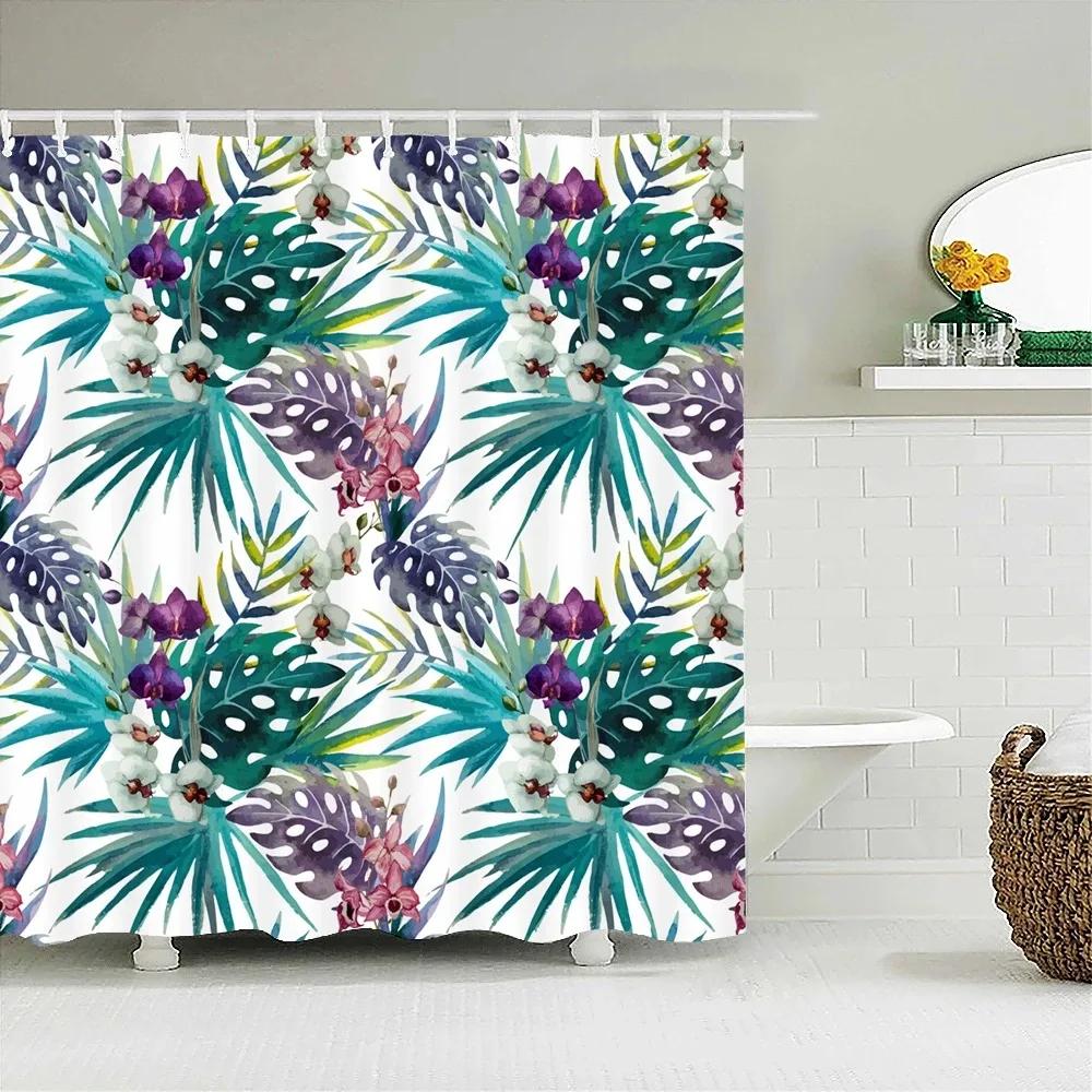 3D Printed Shower Curtains Tree Leaf Flower Plant Bathroom Curtain Waterproof Fabric Curtains Polyester Bath Screen