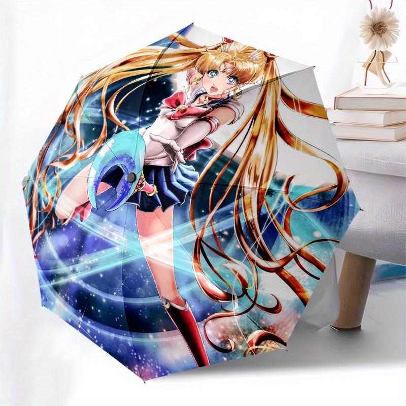 Sailor Moon Crystal Brooch Pin  Anime Accessory for Fans Umbrella, Portable 3 Fold Compact Umbrella for Men & Women,S78
