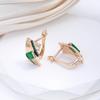 Kinel Dark Green Opal Zircon English Earrings For Women Vintage Rose Gold Color Black Fine Jewelry