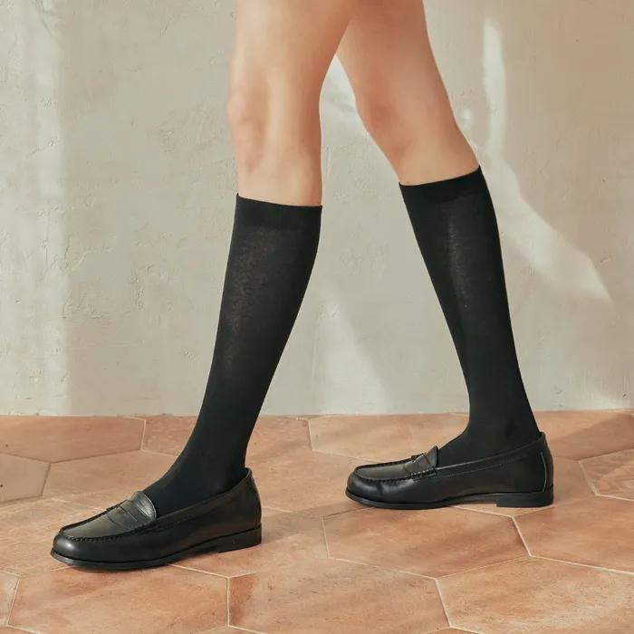 STB016 Women's Cotton Solid Knee Socks (8 Colors)