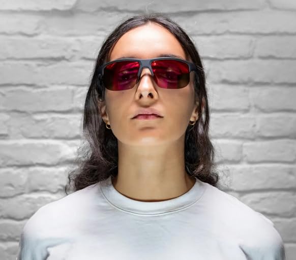 Sports High Contrast for EAGLE Black Matte [Alpina] Sunglasses, Mirror, Anti-Fog, Cycling/Running/Outdoor Use, Q-LITE (Red)