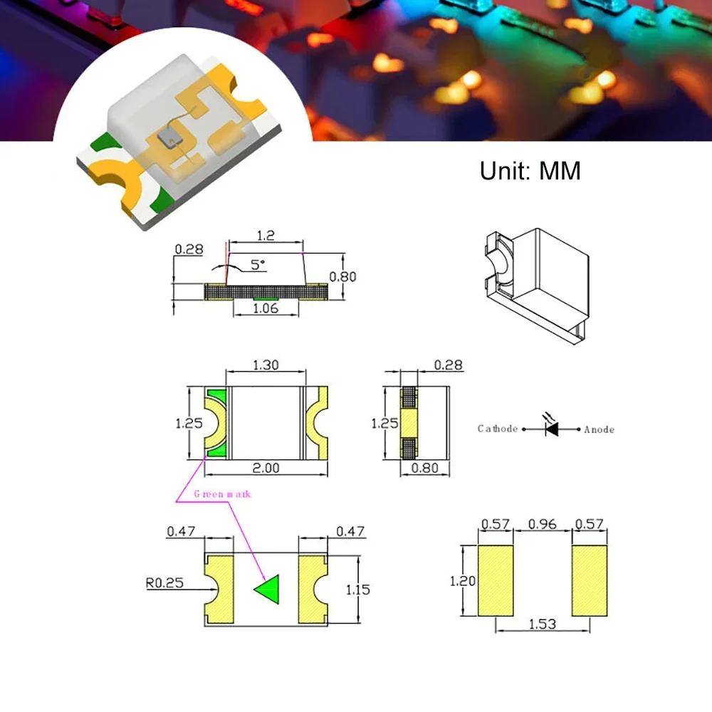 100pcs SMD LED 0805 Ultra Bright Light Emitting Diode Assorted Kit Red Blue Yellow White Green DIY Kit