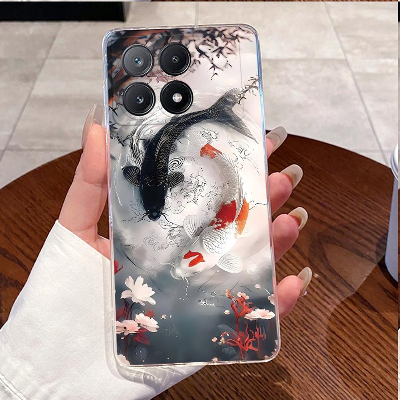 Case Poco X6 Pro 5G/Poco X6 5G Clear Luxury Cute Love Rabbit Funny Soft Silicone Phone Case PocoX6 X6Pro Transparent Back Cover