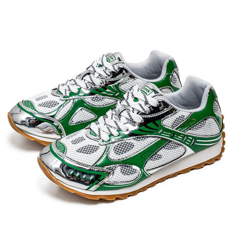 

Молодежные модные трендовые сетчатые мужские туфли для взрослых в стиле ретро, ​​уличная спортивная обувь для отдыха, кроссовки 44 белый/зелёный