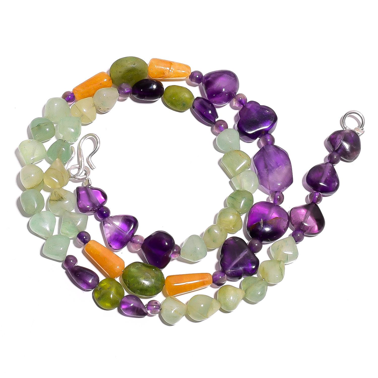 

Natural Amethyst Aventurine Vasonite Gemstone Smooth Beads Necklace 17 UB-4128 UB-4128