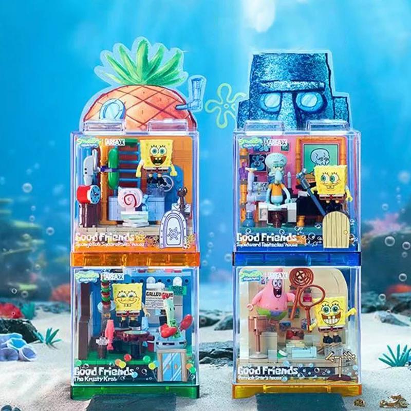 Spongebob Building Blocks Pineapple House Restaurant Anchor House Tree House Room Model Bricks Desktop Ornaments Kids Toys Gift
