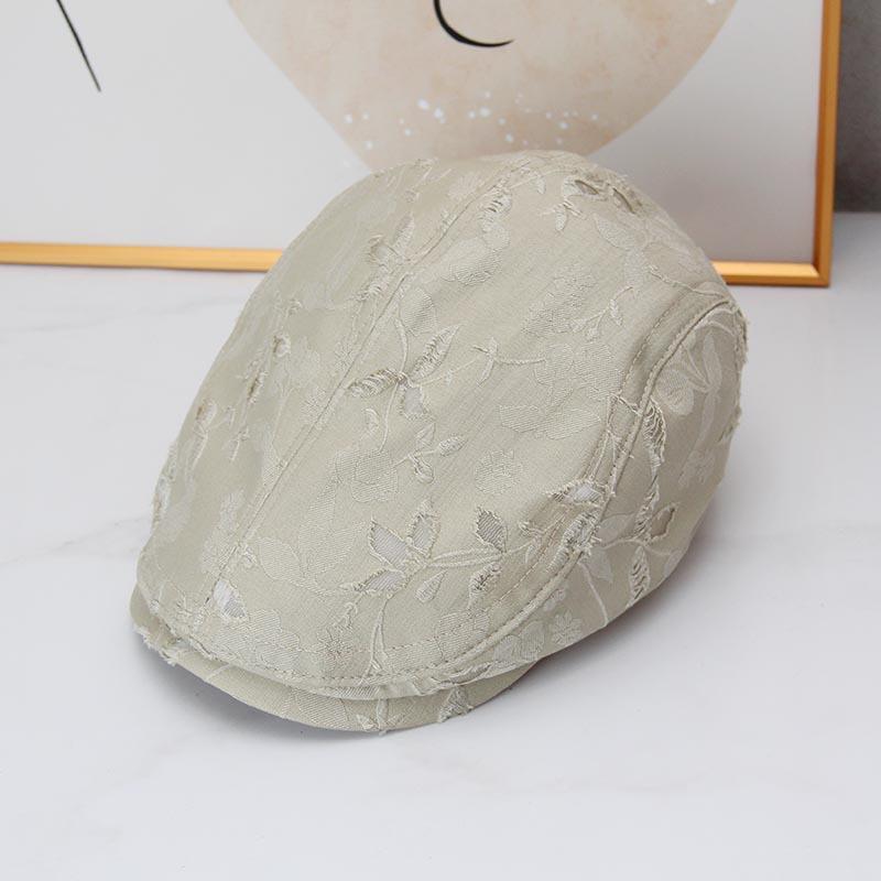 Niche design retro destruction forward hat women's new national style fashion duck tongue thin breathable face small beret