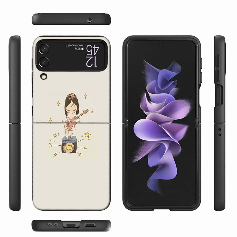 Cute Nara Yoshitomo Art Phone Case For Samsung Z Flip 6 7 5G Z Flip 5 Galaxy Z Flip 3 4 5G ZFlip Shockproof Hard Cover TPU PC Co