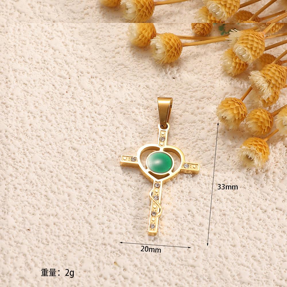 Europe and the United States hot-selling stainless steel cross collection pendant slightly inlaid zircon personality retro versatile