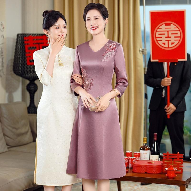 Mom Wedding Dress Female Happy Mother-in-law Wedding Dress Noble High-end Light Mother-in-law Toasting Dress Wedding Dress