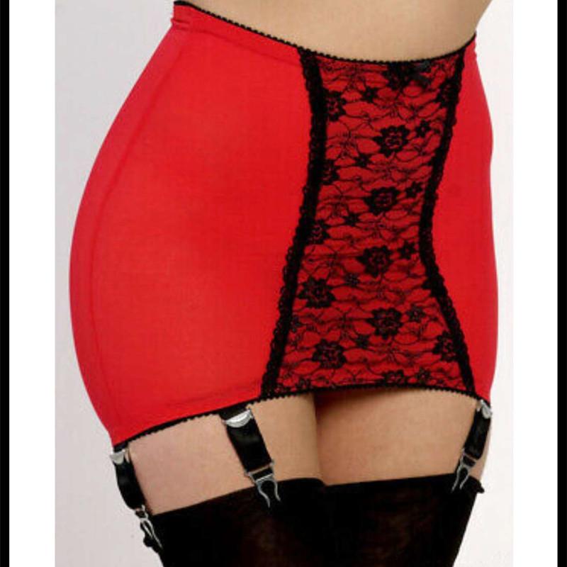 Europejska i Amerykańska Krótka Spódniczka: Seksowny styl koronkowy z metalową klamrą, 6-klipsowy regulowany pas do pończoch z siateczki