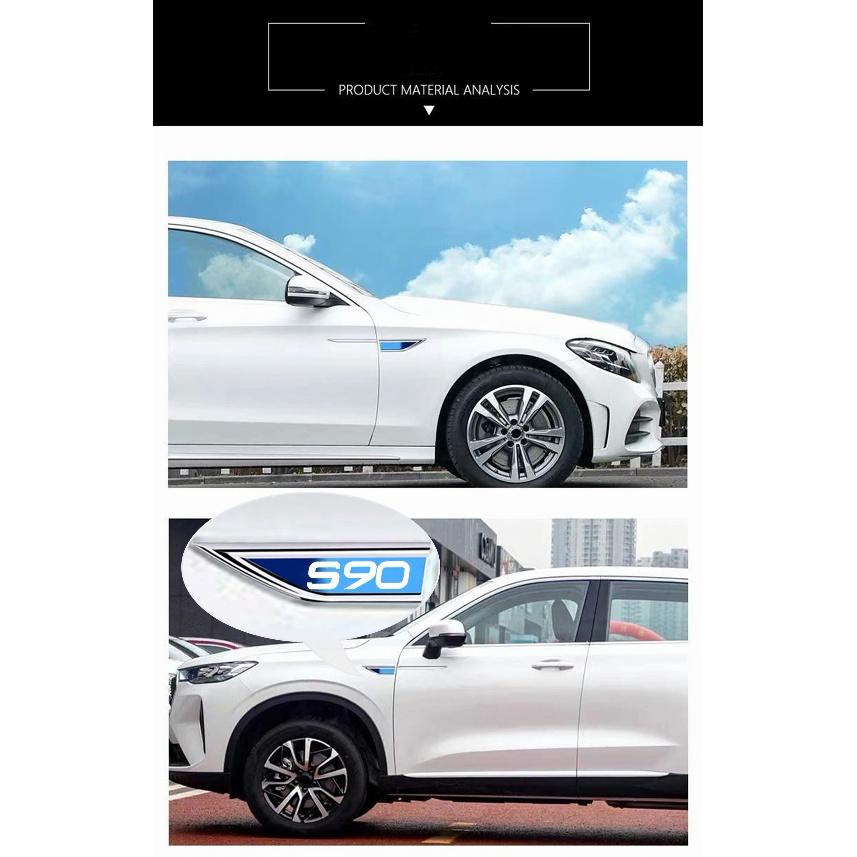 2 teile/satz Für Volvo S90 auto Kotflügel Metall Aufkleber Außen Dekorative Abziehbilder Änderung Auto Emblem Zubehör