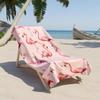 1pc Elegant Crowned Flamingos on Pink Background 2D Printed Microfiber Beach Towel, quick dry super absorbent. Great for beach