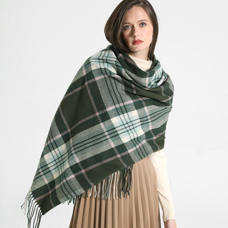 Luxury Plaid Scarf Winter Warm Cashmere Women Long Bandana Pashmina Foulard Female Scarves Tassel Shawl And Wraps  Design