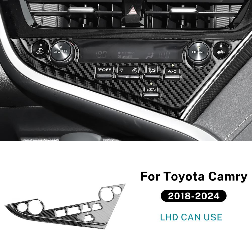 Real Soft Carbon Fiber For Toyota Camry 2018 2019 2020 2025 2025 LHD Car Central Control Button Frame Interior Trim Accessories