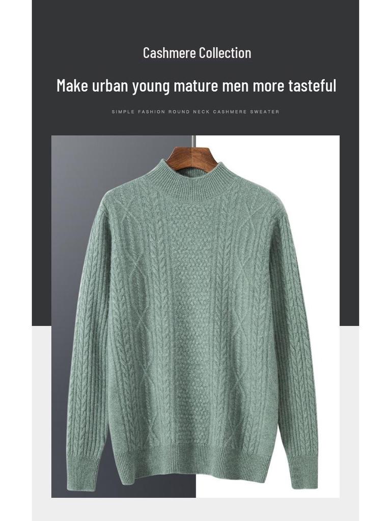 Men's Plus Size Cashmere Sweater - Thick, Warm, Loose Fit for Autumn & Winter