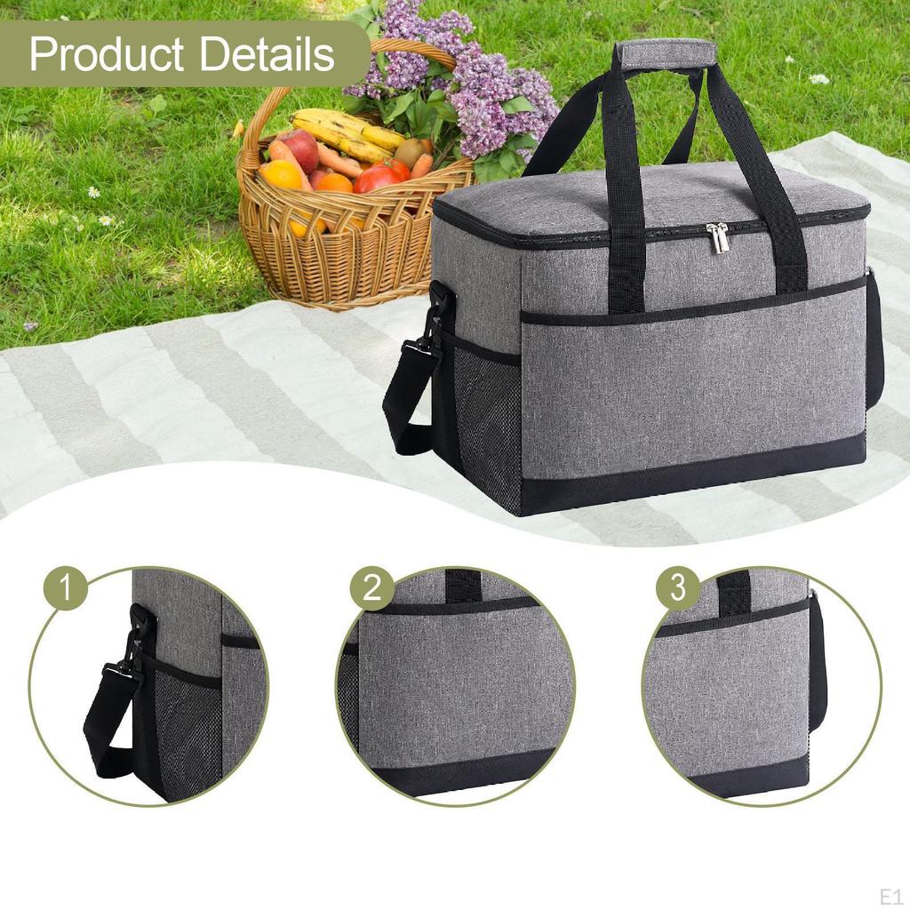 Insulated Lunch Bag Portable Reusable Leakproof Tote Box for Fishing Beach Outdoor Office