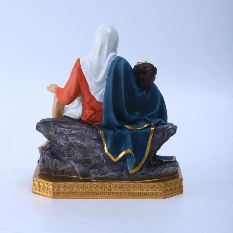 1Pc 8"  Mother Madonna with Jesus Christ After Crucifixion Resin Statue Figurines Ornament Church Gift Home Decoration