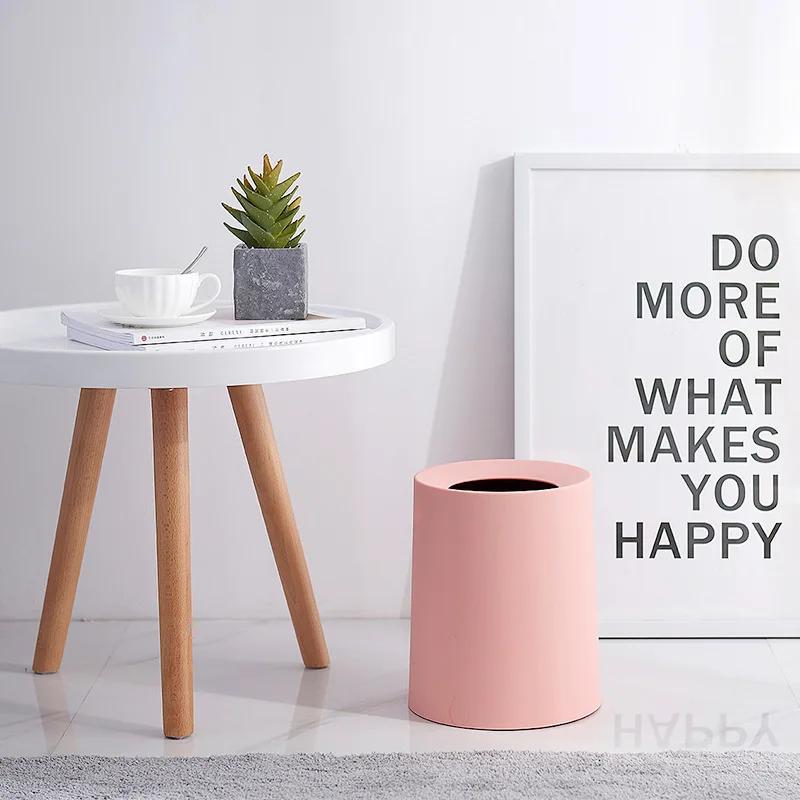 Nordischer Mülleimer aus mattiertem Kunststoff, 8 l/12 l, Mülleimer, Aufbewahrungseimer, Papierkorb, Home-Office-Abfalleimer ohne Deckel