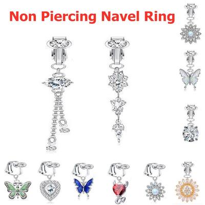 Belly Button Ring Clip On Umbilical Navel Rings Fake Belly Ring Faux Belly Piercing Body Jewelry