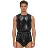 S-3XL Mens Waterproof Bodysuit Openable Crotch with Buttons Sleeveless Back Zipper Elastic Waistband One-piece Romper Jumpsuit for Clubwear Swimming