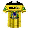 Brasilien Sommer Herren T-Shirt O Hals Kurzarm Übergroßes Kostüm Brasilien Flagge Drucken Lässiges T-Shirt für Herrenbekleidung