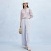 Spring and Summer New Style with Mushroom Edge Design Commuting Mulberry Silk Five Sleeve Shirt for Women