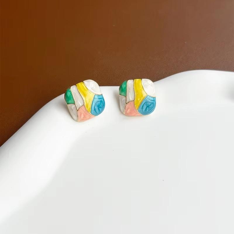 New Square Long Hanging Earrings for Women Colorful Enamel Geometric Statement Dangle Earrings Girls Drop Earrings pendientes