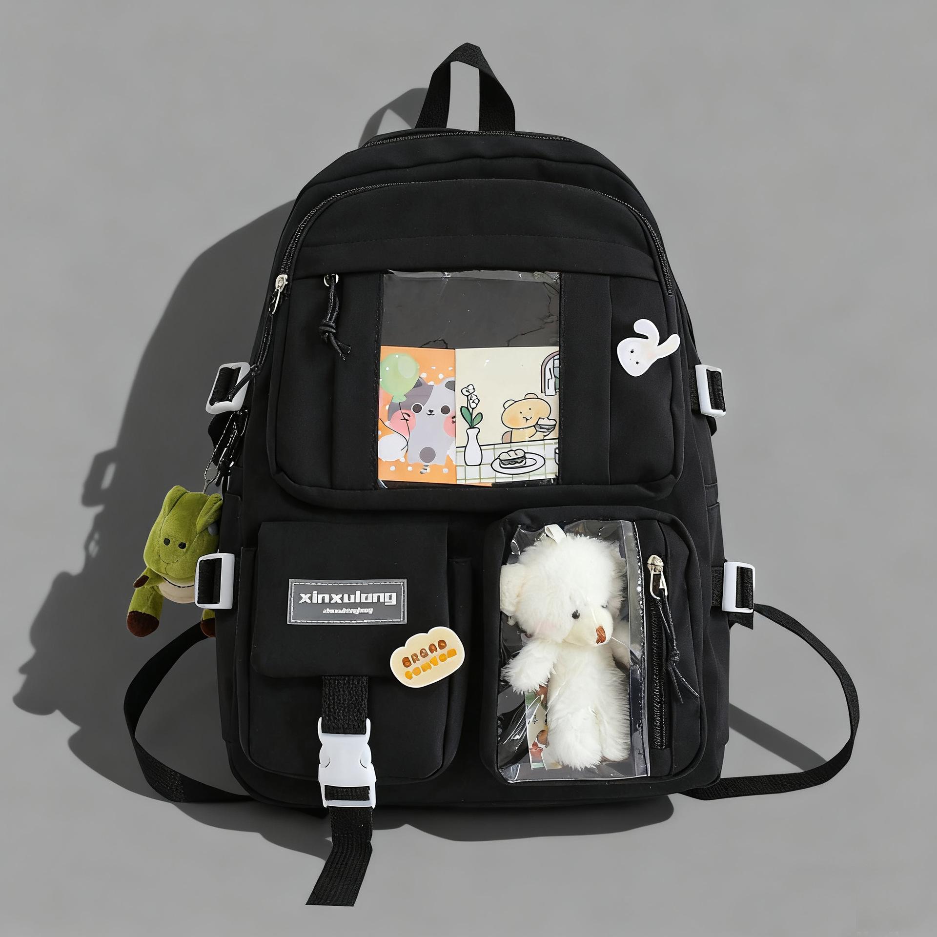 

Ins women schoolbag high school student backpack girls large-capacity backpack чёрный