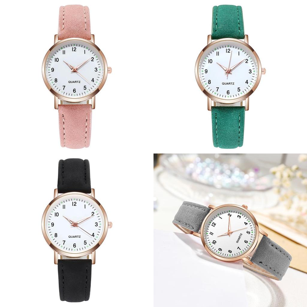 Stylish Unisex Minimalist Night Light Quartz Watch Casual Matte Leather Wristwatch Ladies' Quartz Watch