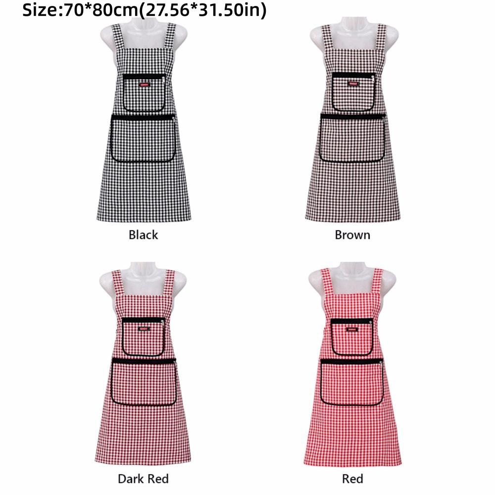Multicolor Apron Grids Pattern Taslan Cooking Smock Oilproof Waterproof Housework Clothes Hotel Restaurant Chef Barbecue