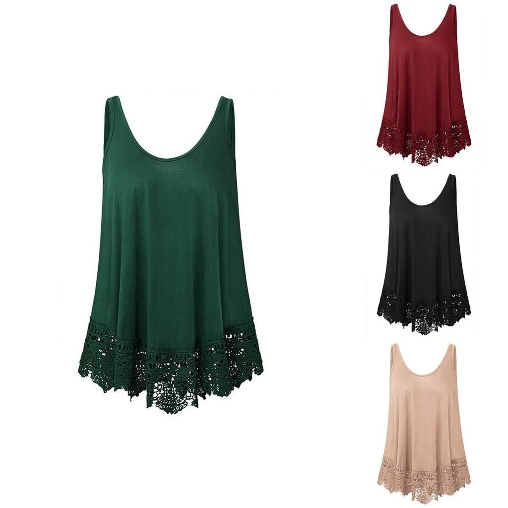 Elegant Women Solid Off Shoulder Sleeveless Lace Patchwork Blouse Shirt Tops Vest Loose For Casual Outings