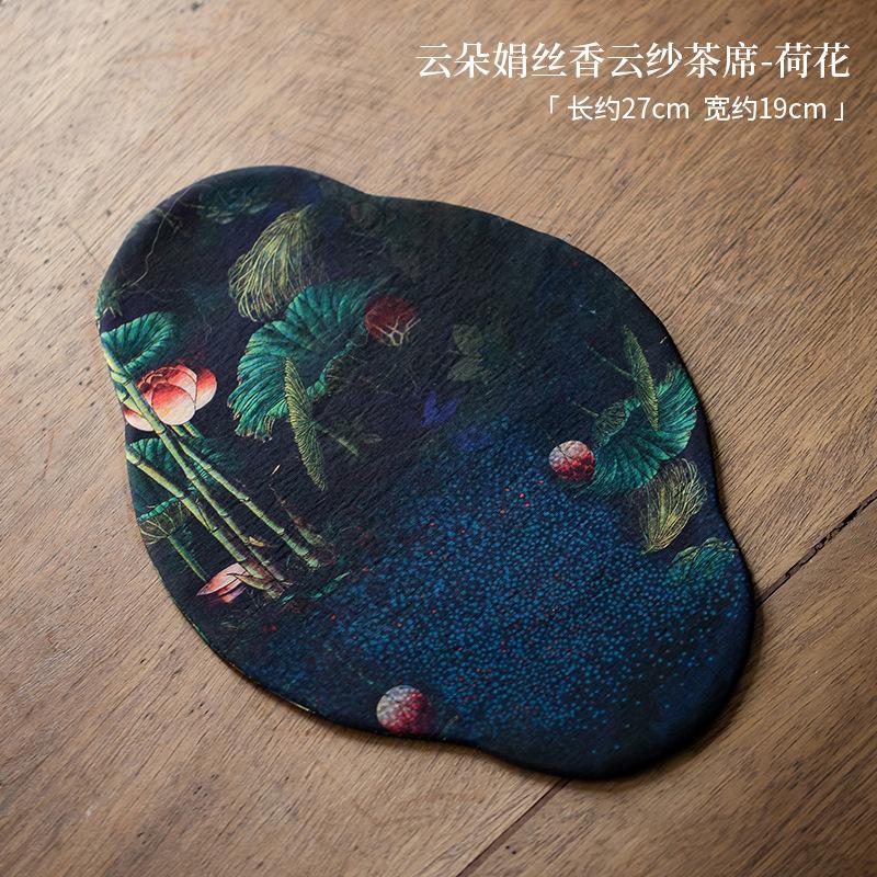 

Китайский шелковый марлевый коврик для чая Juan, двухсторонний впитывающий глиняный коврик для чая, водонепроницаемая скатерть для чая, чайные сервизы