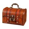 Vintage Wooden Treasure Box with Lock for Desktop Storage and Props