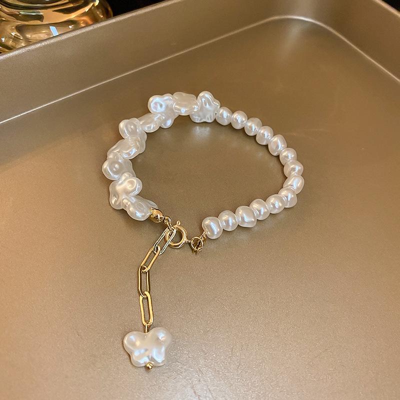 Elegant Crystal Flower Pearl Bracelet - Light Luxury Whitening Jewelry