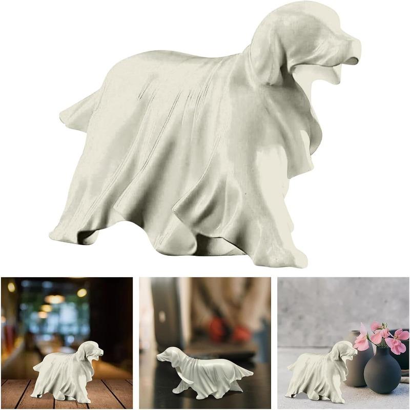 

Хэллоуинская фигурка собаки-призрака, украшения на Хэллоуин 2025 года, жуткая статуэтка собаки из смолы, статуэтки собак-призраков, украшение для вечеринки в стиле привидений, Without Led