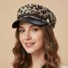Big Head Circumference Octagonal Hat Plush Women Artist Hat Cute Leopard Print Beret Work