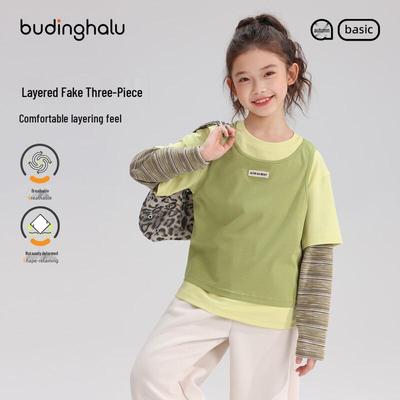Girls' Faux Layered Striped Long-Sleeve T-Shirt