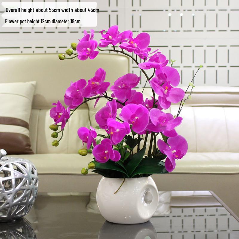 ПУ Фаленопсис Цветочная Композиция для Украшения Гостиной - Искусственные Цветы Бонсай для ТВ-Тумбы