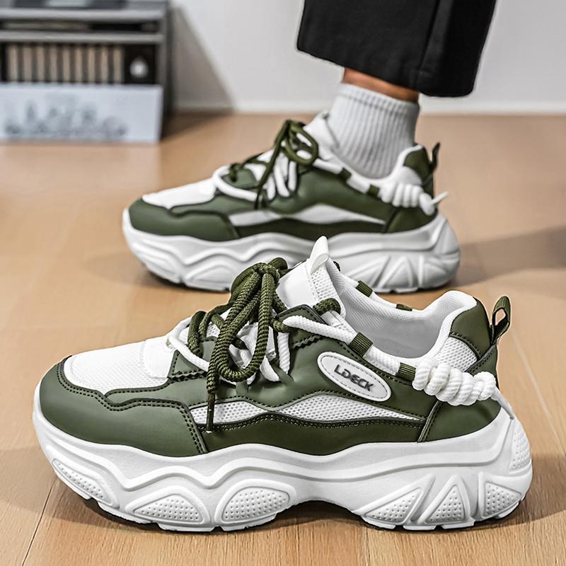 

Men’s White Sports Shoes Casual Height Increase Shoes Street Style Running Sneakers Shoes for Students Over Sized EU: 39 зелёный