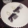 Retro Black Mesh Bow Earrings S Silver Needle Niche Personality Earrings Femininity Trend Earrings