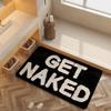 Black White Get Naked Bath Mat Cute Gift Bathroom Rugs Non-Slip Funny Bath Mat Machine Washable Lrregular Shaped Shower Rug