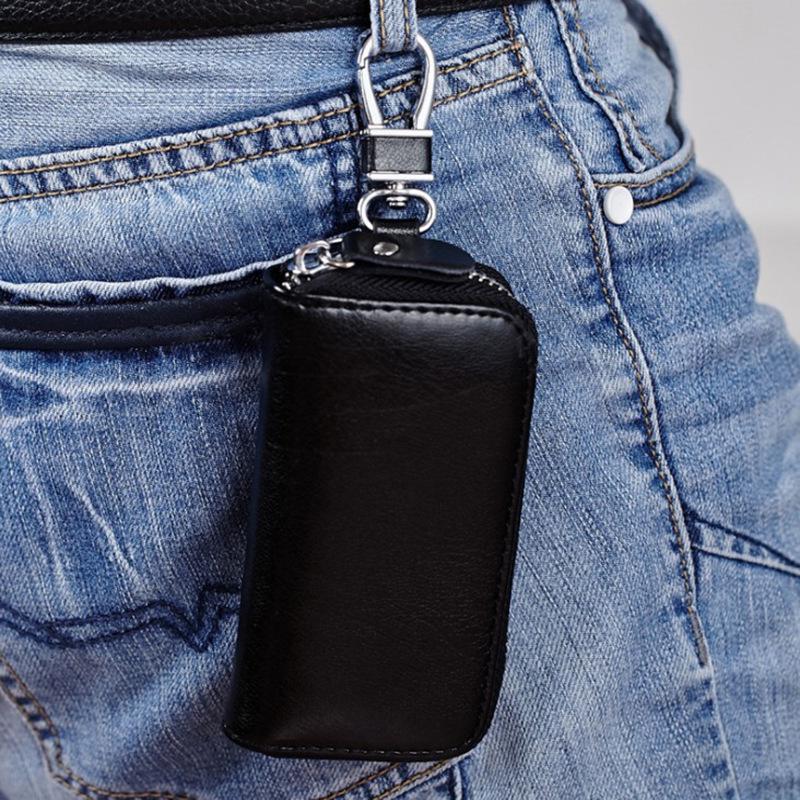 Trendy Unisex Genuine Leather Large Capacity Car Key Case