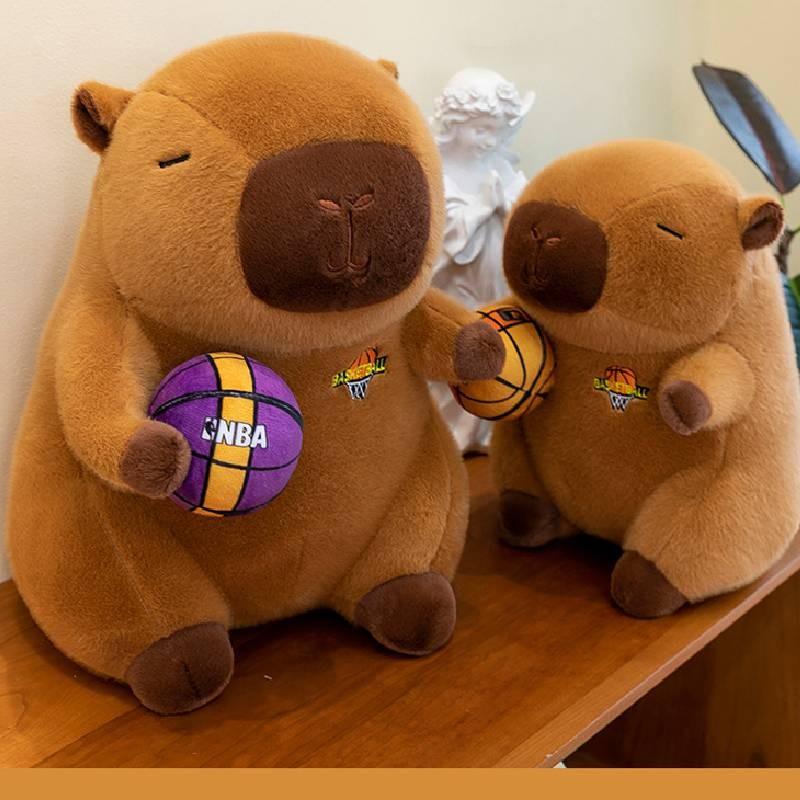 Plush Basketball Capybara Toy Stuffed Doll Cartoon Decoration Kids Gift Cute