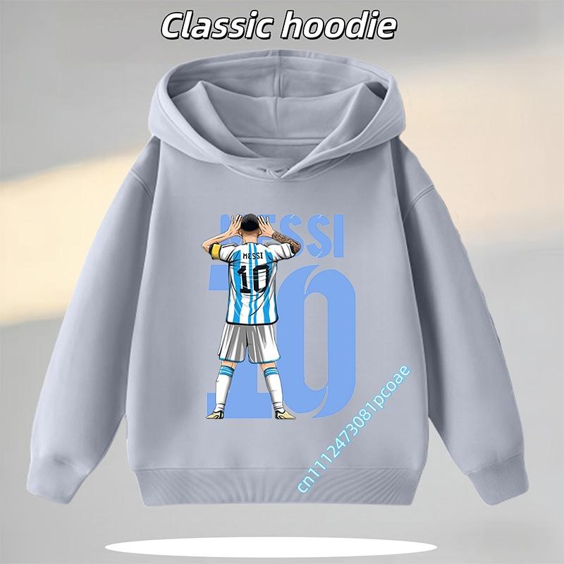 Messi Children's Hooded Sweatshirt Boys' Sport Shirt Casual Jacket Football Star Cartoon Print Autumn/Winter Long-Sleeve Coat