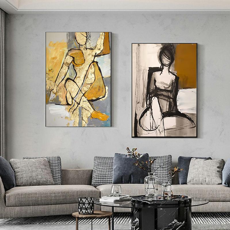 Abstract Sexy Women Back Canvas Painting Vintage Women Wall Art  Poster Print Decorative Picture Modern Living Room Home Decor Unframed
