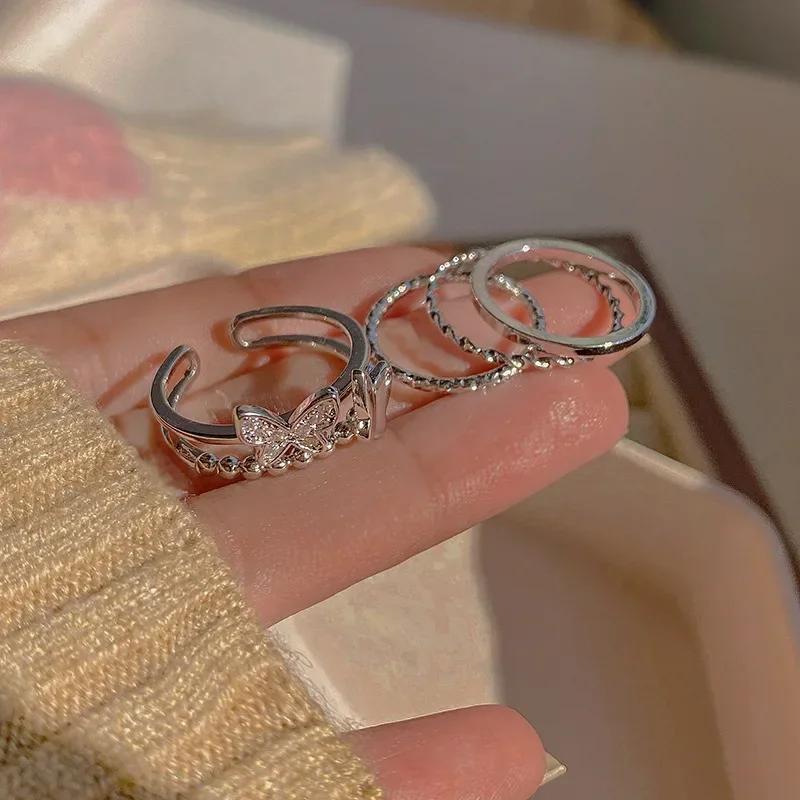 New Fashion Creativity Resin Wine Red Large Size Turn The Finger Rings Five-Piece Set for Wonen Inlay Zircon Rings Set Zircon